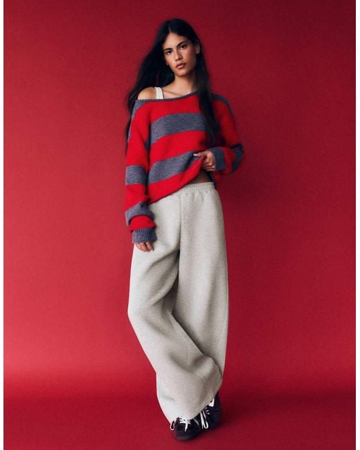 Bershka Red Barrel Fit Trousers