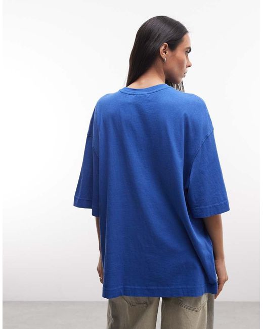 Weekday Blue Oversized T-shirt With Spray Graphic Print