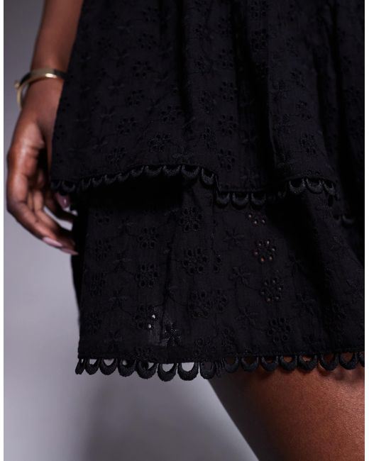 The Frolic Blue Exclusive Linen Blend Broderie Rara Skirt Mini Dress