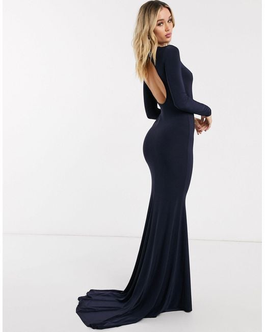Lone Sleeve Backless Black Lace & Satin Prom Gown - Xdressy