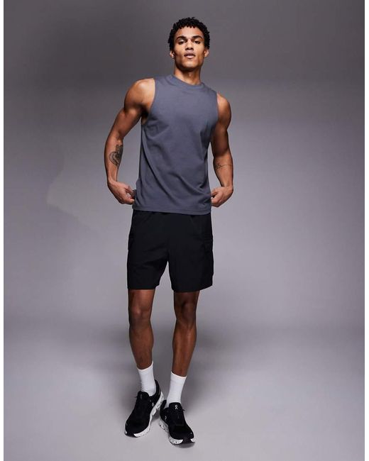 4505 Blue Icon Drop Armhole Cotton Training Vest With Quick Dry Finish for men