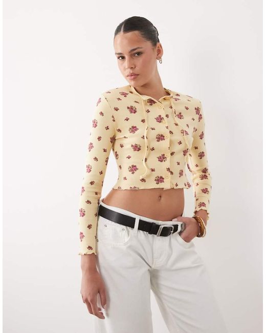 Miss Selfridge Natural Cropped Cardigan With Bow Detail