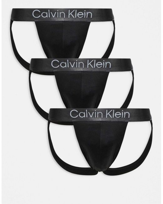 Calvin Klein Black Microfibre Stretch 3 Pack Jock Straps for men
