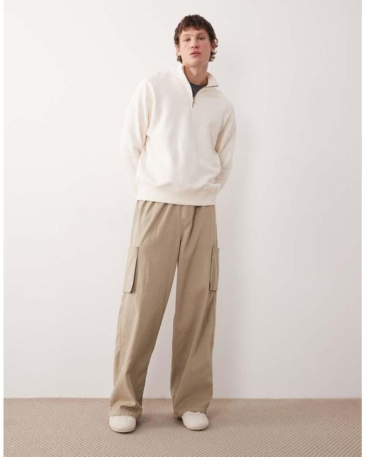 Mango Natural 100% Cotton Quarter Zip Sweatshirt for men