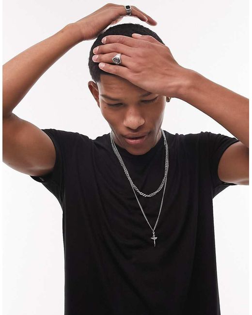 Longline t shirt black hot sale