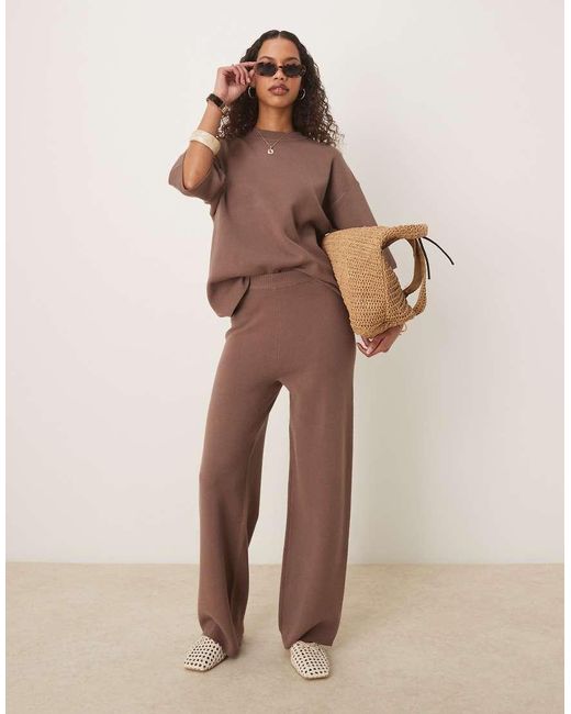 ASOS Compact Gebreide Broek in het Natural