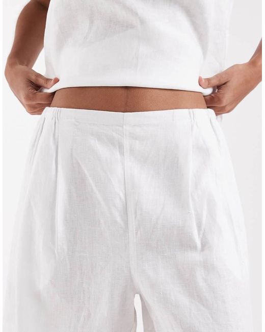 ASOS White Pull On Linen Shorts