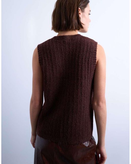 TOPSHOP Purple Knitted Stitchy Pocket Tank
