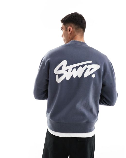 Pull&Bear Blue Stwd Sweatshirt for men