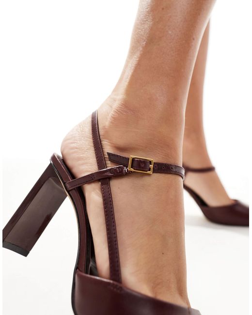 ALDO White – darabriver – schuhe aus bordeauxrotem leder mit fersenriemen und absatz