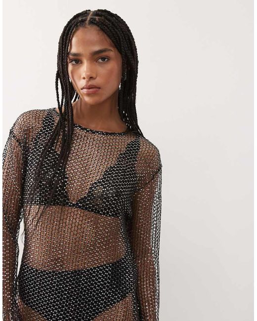 Noisy May Natural Sequin Mesh Maxi Dress