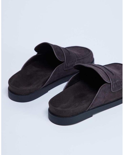 TOPSHOP Blue Addie Real Suede Mule Loafer