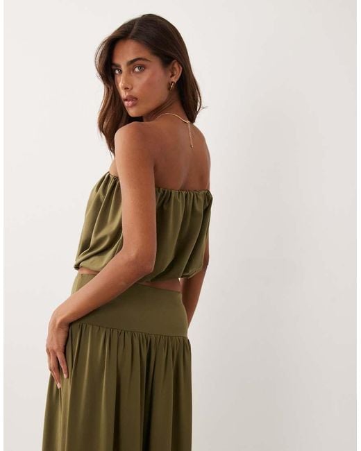 ASOS Green Co-ord Bubble Hem Drape Bandeau Top