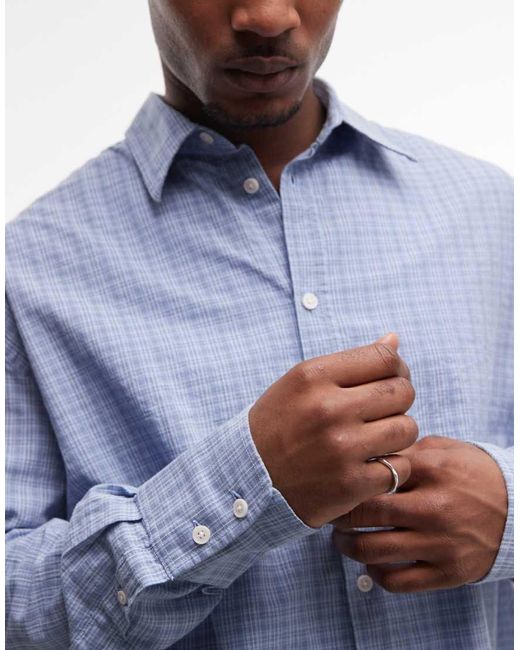 Weekday Blue Boxy Fit Long Sleeve Shirt for men