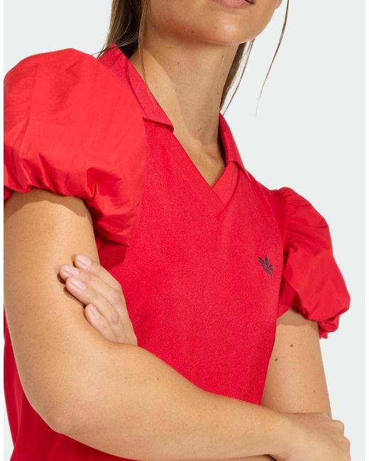 Adidas Originals Red Dress With Balloon Sleeves