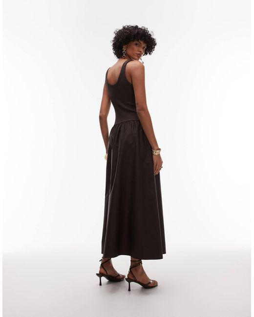 & Other Stories White Mixed Jersey And Woven Maxi Dress With Volume Hem