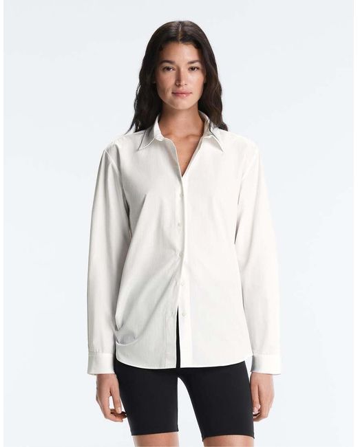 Oysho White 100% Cotton Long-Sleeved Shirt