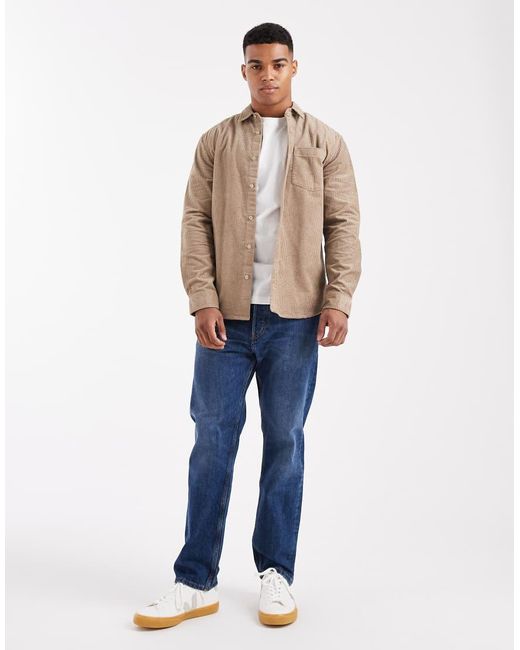 New Look Natural Waffle Cord Overshirt for men