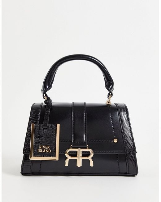 Bolso tote pequeño rr hardware River Island de color Black