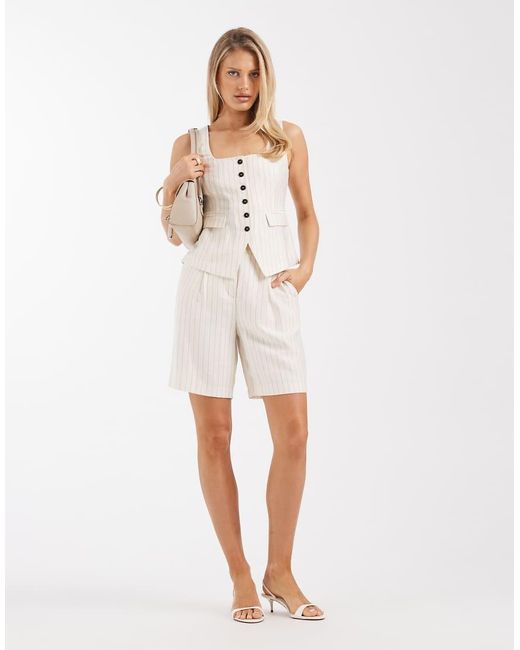 New Look White Stripe Square Neck Waistcoat