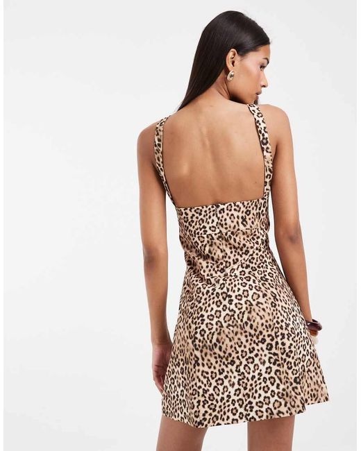 ASOS Brown Halter Seamed Mini Dress