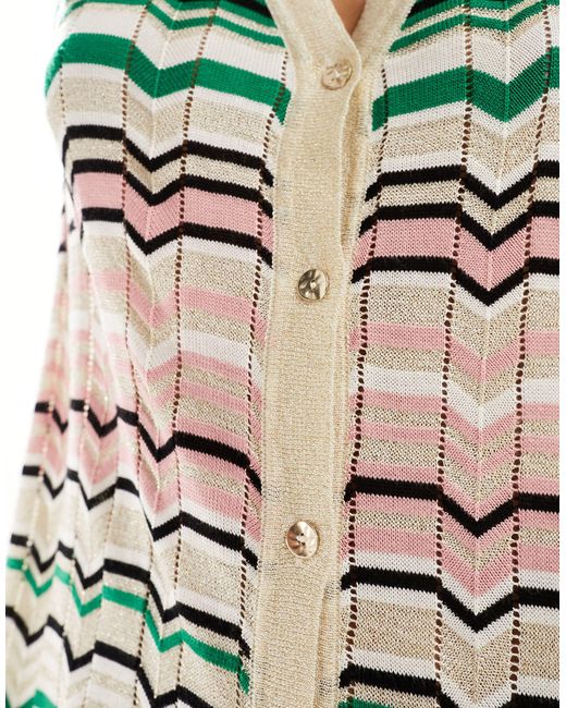 River Island White Chevron Knitted Maxi Cardigan Co-ord