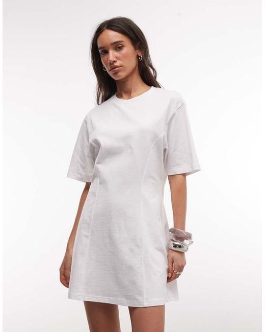 Monki White Contoured T-shirt Mini Dress