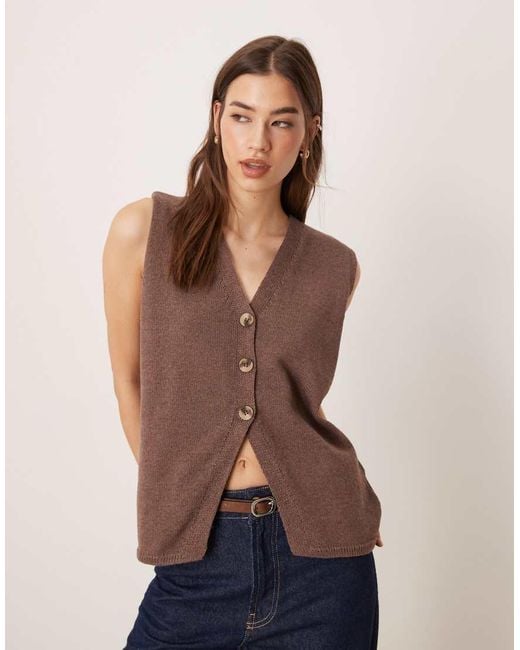 ASOS Natural Clean Knitted Relaxed Fit Waistcoat
