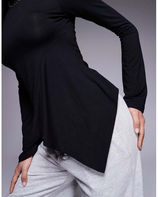ASOS Blue Angel Sleeve Top With Godet Detail