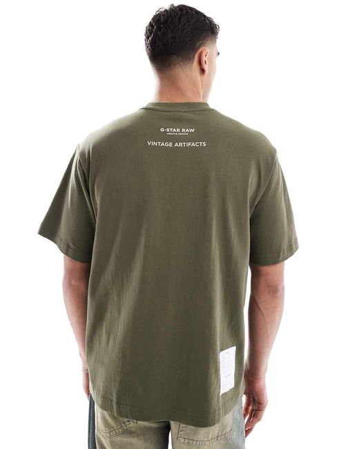 Camiseta Caqui Extragrande Con Estampado Delantero Y Trasero Archive De G-Star de hombre de color Green