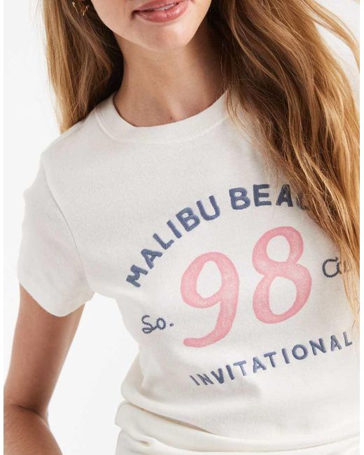 Hollister White Malibu Beach Graphic Baby Tee
