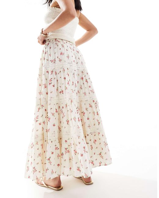 Miss Selfridge White Trim Insert Tiered Maxi Skirt