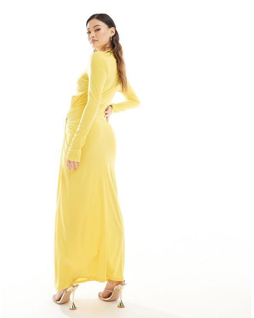 DASKA Yellow High Neck Maxi Dress