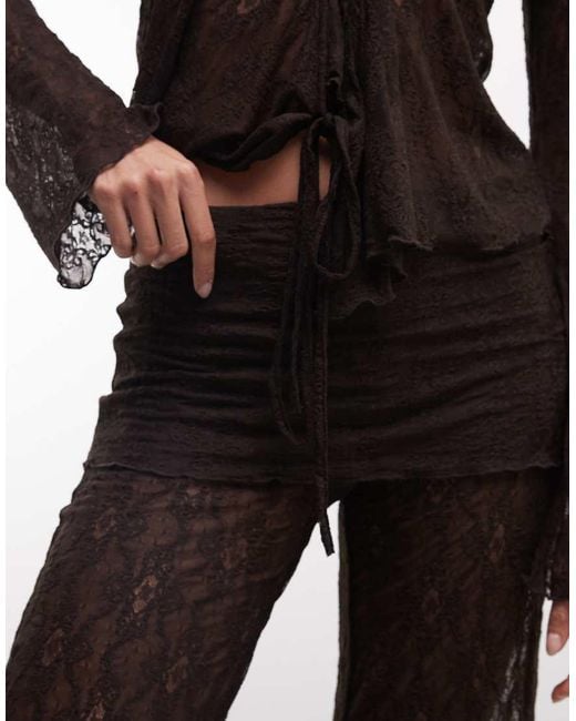 Monki Brown Layered Lace Trouser