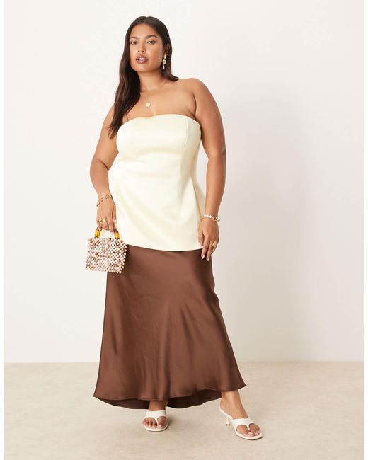 ASOS Natural Asos design curve – premium – trägerloses schößchen-oberteil
