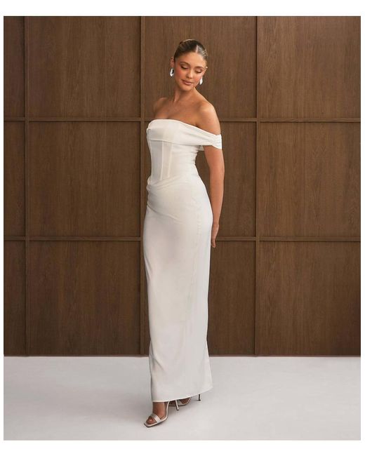 Six Stories Brown Twist Strap Corset Maxi Dress