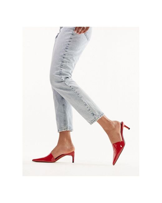 TOPSHOP Eva Pointed Toe Kitten Heel Shoe in Red Lyst