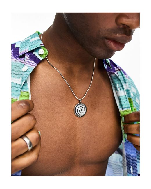 Collana argentata con pendente a spirale con perla sintetica iridescente da  Uomo di ASOS in Bianco | Lyst