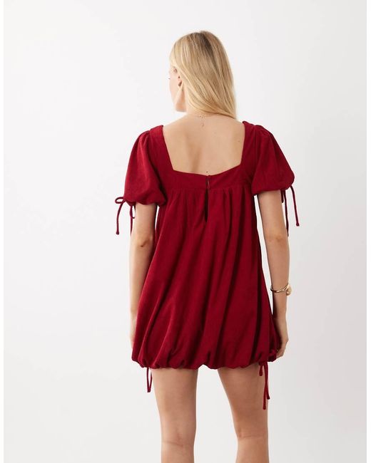 ASOS Red Cord Square Neck Bubble Mini Dress