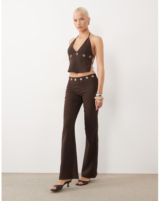 Tiger Mist Natural Marren Eyelet Detail Flare Pants