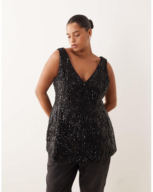 ASOS Black Asos design curve – elegantes, tailliertes schößchenoberteil