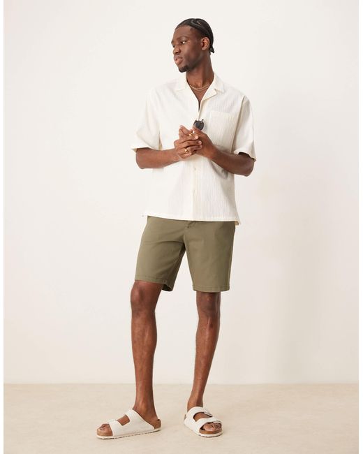 ASOS Green Slim Regular Length Chino Shorts for men