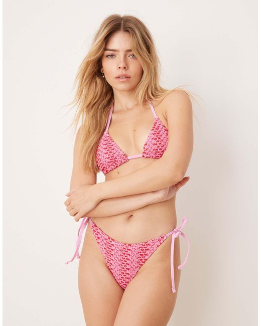 Mango Pink Knitted Tie Side Bikini Bottom