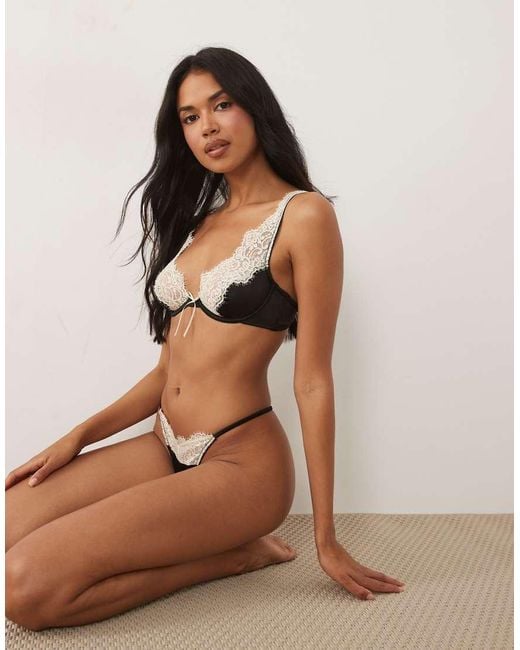 ASOS Black Delilah Satin High Apex Underwire Bra