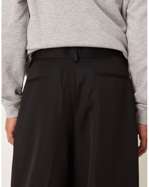 Pantalon large élégant à triple plis ASOS pour homme en coloris Black