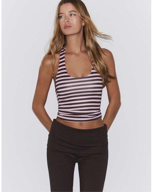 Stradivarius Pink Racer-neck Top