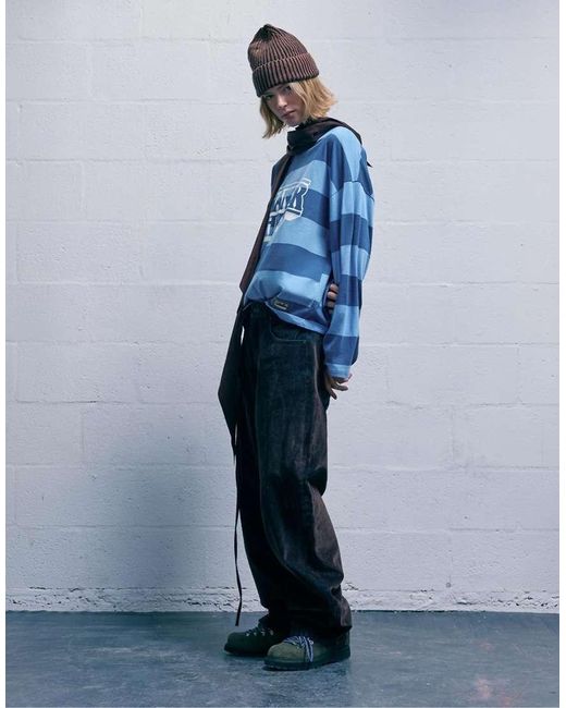 Pull&Bear Blue Stranger Things Striped T-Shirt