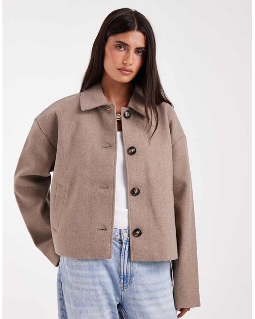 Pieces Blue Short Formal Wool Look Coat
