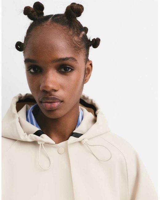 Pull&Bear Blue Long Rubberised Raincoat