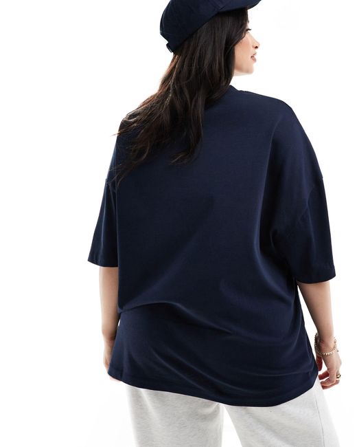 Asos design curve - t-shirt boyfriend épais avec imprimé rock et inscription « riders club » ASOS en coloris Blue